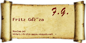 Fritz Géza névjegykártya